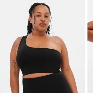 Girlfriend Collective Bianca Black One Shoulder Bra Black Size Large